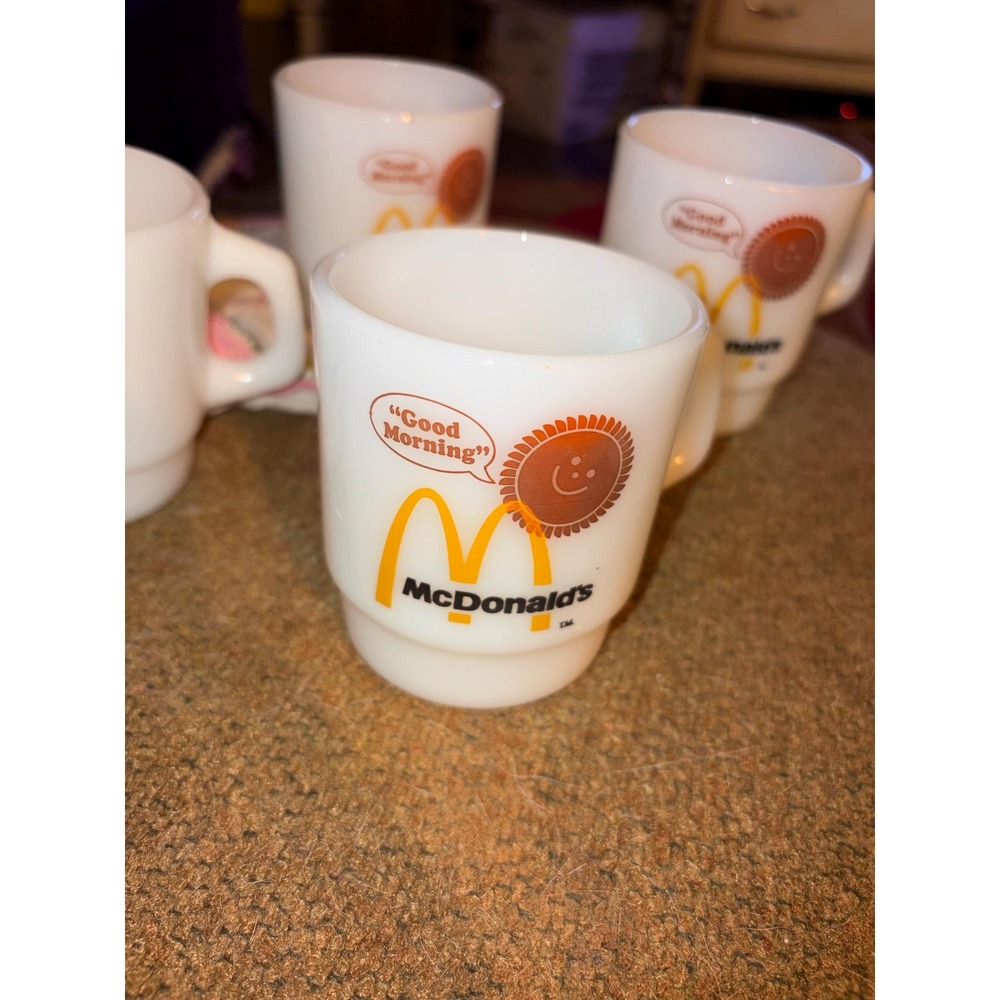 Vintage 1970s McDonald's Milk Glass Mug Anchor Hocking Fire-King Stacking Cup